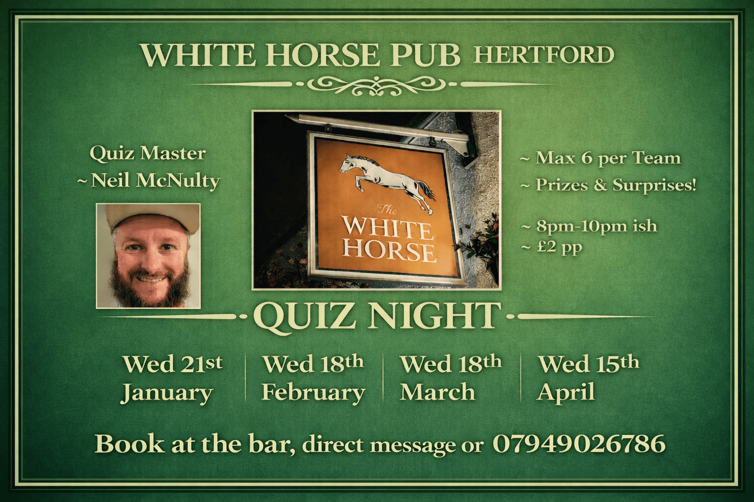 White Horse Pub, Castle Street, Quiz nights