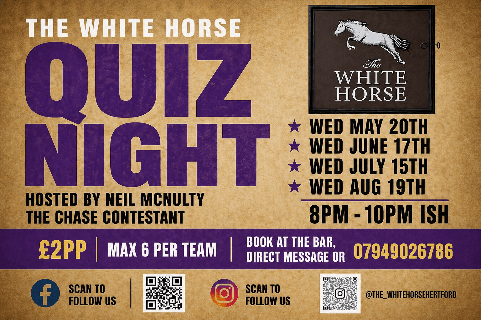 White Horse Pub, Castle Street, Quiz nights coming up Copy