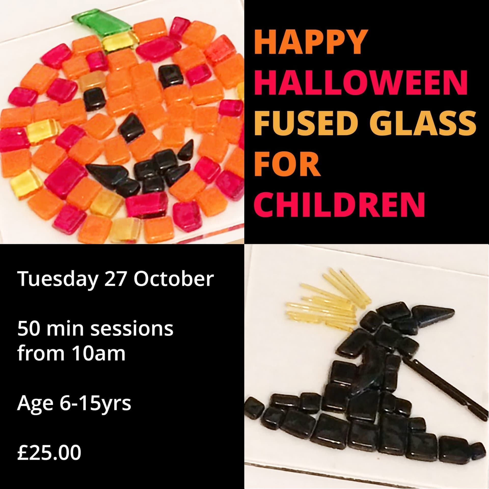 Happy Halloween fused glass for children