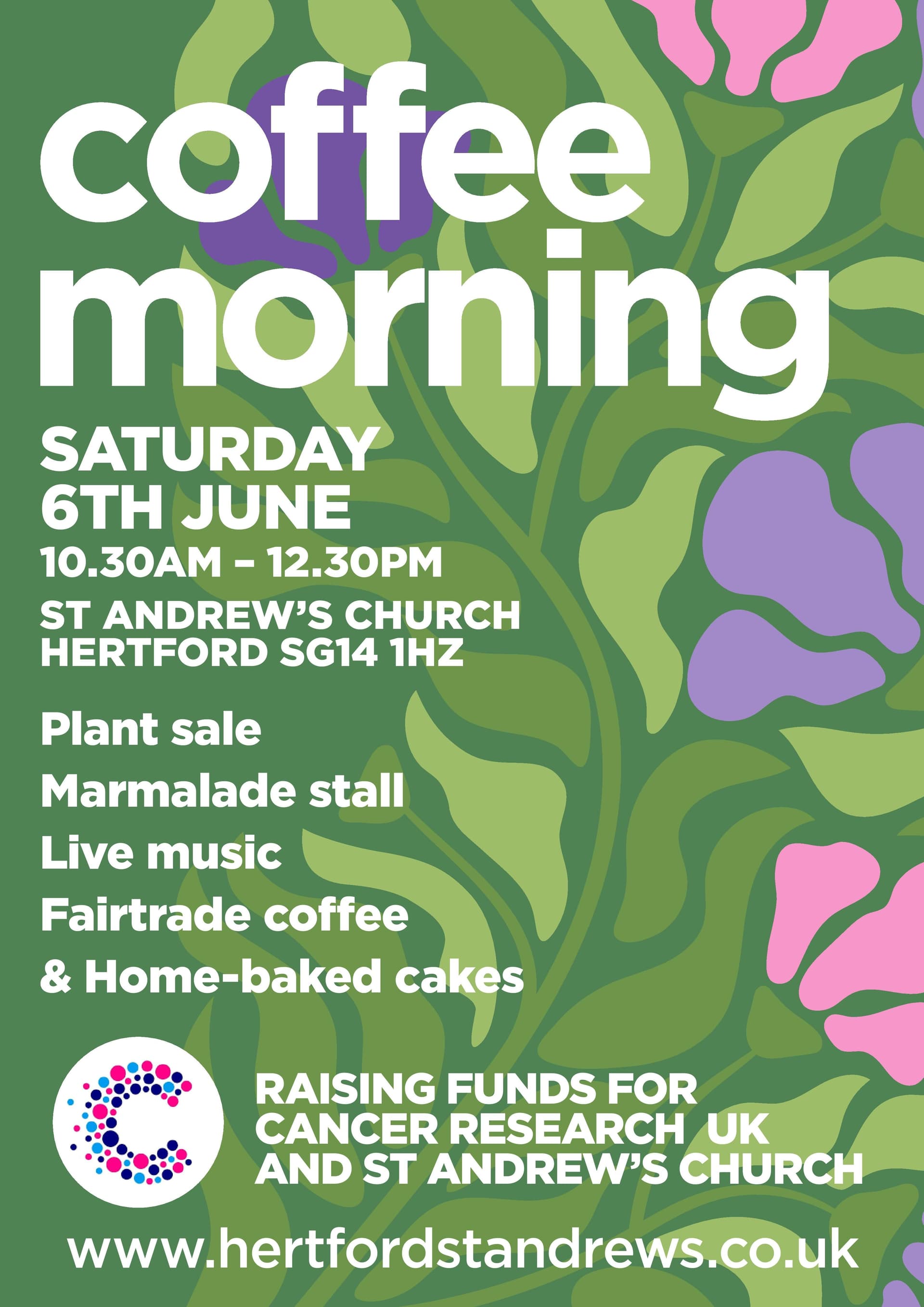 June Coffee Morning Saturday 6 June, 10.30am - 12.30pm