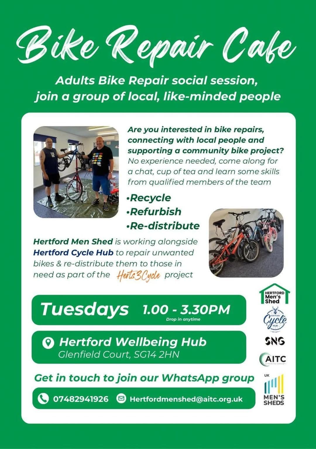 Hertford Men's Shed Bike Repair Centres