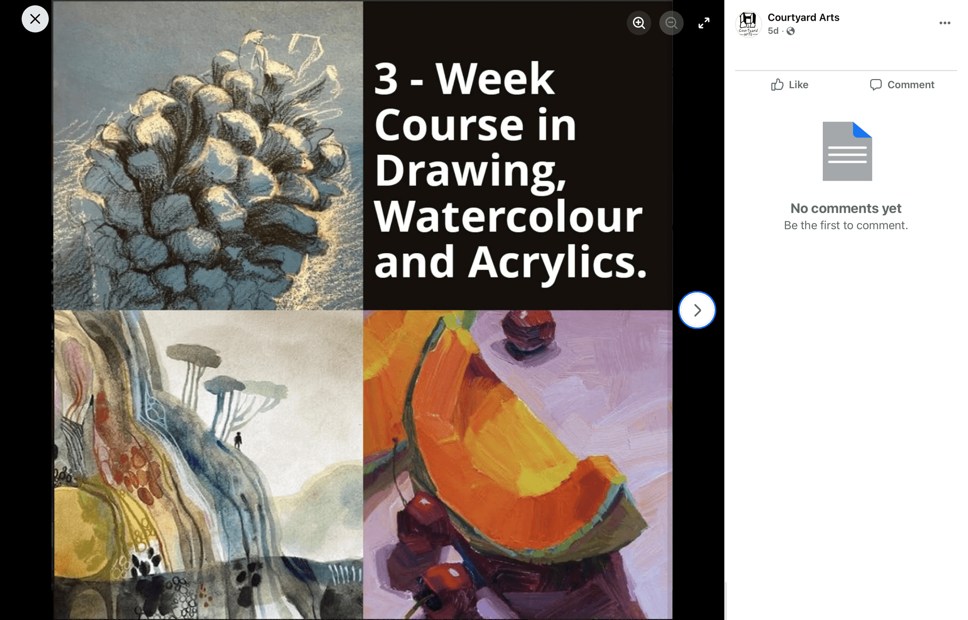 Three-week course in drawing, watercolor and acrylics