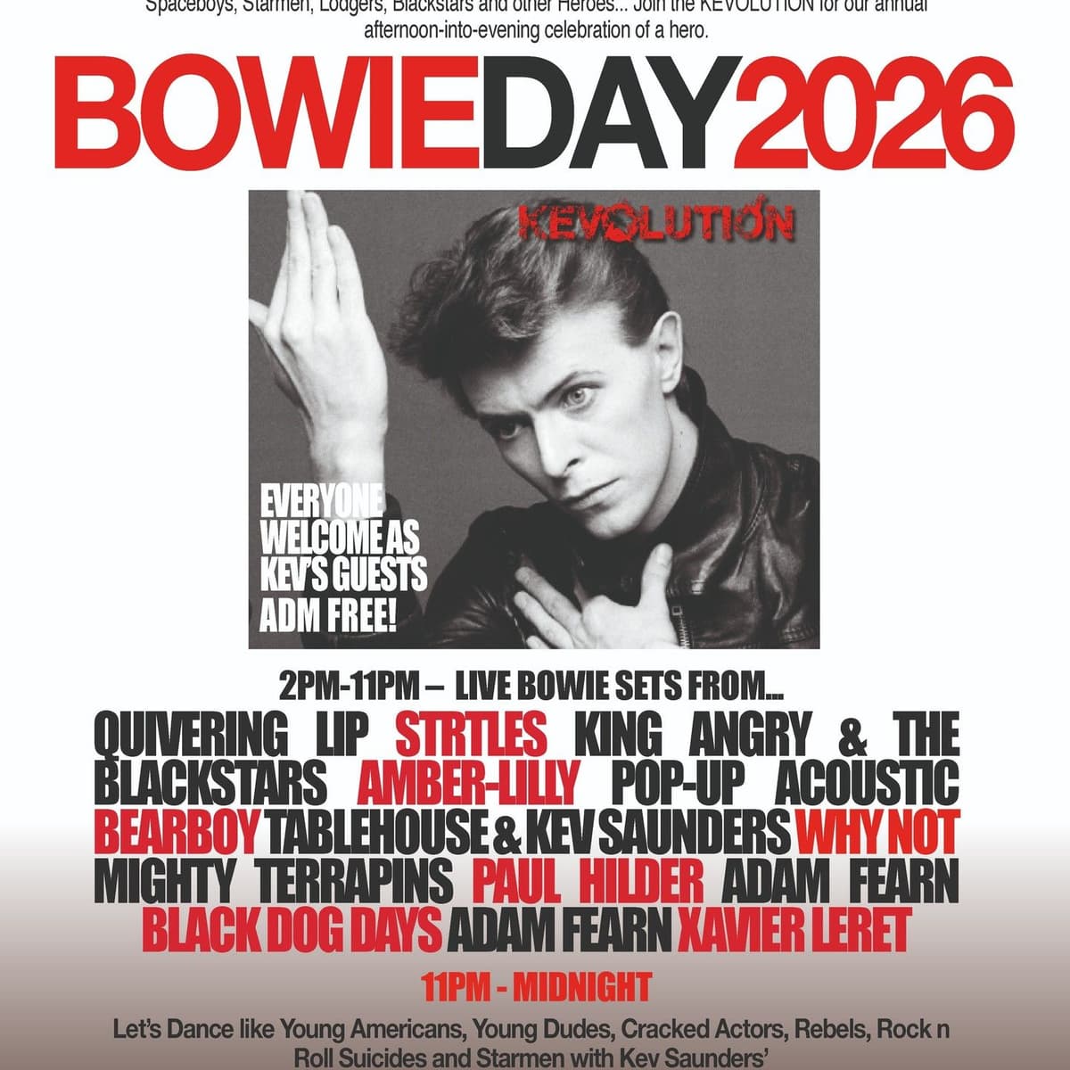 Kevolution - THE ANNUAL TRIBUTE TO DAVID BOWIE